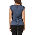 thumbnail image 3 of Allegra K Women's Cut Out Keyhole Back Straight Solid Pleated Cap Sleeve Blouse, 3 of 6