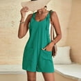thumbnail image 4 of TAGOLD Womens Summer Jumpsuit,Women's Summer Comfortable Casual Suspender Shorts Solid Color Pocket Jumpsuit Shorts Green 8, 4 of 5