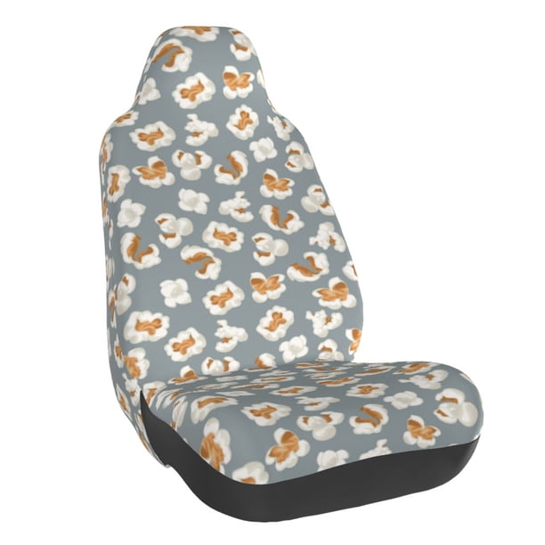 Fotbe White Popcorn Funda para Asiento de Auto con Estampado – Impermeable y Antisudor – Ajuste Universal, Lavable a Máquina, Antideslizante (1 Pieza)