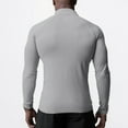 thumbnail image 4 of VSSSJ Men's Long Sleeve Sports Shirts Slim Fit Zip Up Stand-up Collar Pure Color Simple Cozy Sun Protection Lightweight Breathable Shirt Gray M, 4 of 5