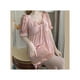 thumbnail image 2 of Conjunto de pijama de verano para mujer, de seda sintética, estilo holgado, cómodo para el hogar, ropa de dormir corta para mujer, color marrón camafeo, talla L, 50-57,5 kg, 2 of 13