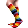 thumbnail image 2 of COUVER 6-Pack Unisex Youth Knee High Referee Socks, Regular Rainbow, Youth Medium, 2 of 6
