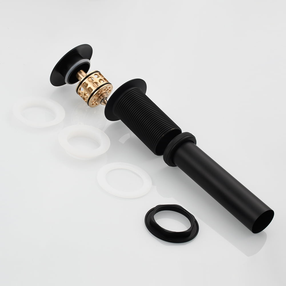 Lowestbest Brass Pop Up Sink Drainer without Overflow, Bathroom Drain with Removable Strainer Basket, Black Lowestbest Brass Pop Up Sink Drainer without Overflow, Bathroom Drain with Removable Strainer Basket, Black