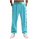 thumbnail image 2 of Pantalones largos de moda para hombre, casuales, de color sólido, con botones, cintura elástica, rectos, con pierna de cuerno, pantalones largos de poliéster para hombre., 2 of 7