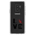 thumbnail image 1 of DistinctInk Clear Shockproof Hybrid Case for Samsung Galaxy S9+ PLUS (6.2" Screen) - TPU Bumper Acrylic Back Tempered Glass Screen Protector - Delaware - Love Red & Black, 1 of 5