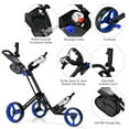 thumbnail image 2 of Goplus Folding 3 Wheels Golf Push Cart W/Brake Scoreboard Adjustable Handle Blue, 2 of 10