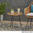 thumbnail image 4 of Noble House Orlando Outdoor Glass Top Faux Rattan Side Table in Light Brown, 4 of 7