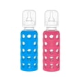 thumbnail image 1 of Biberones de Vidrio Lifefactory Azul y Frambuesa con Funda de Silicona 9 Onzas Set de 2, 1 of 7