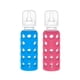 thumbnail image 1 of Biberones de Vidrio Lifefactory Azul y Frambuesa con Funda de Silicona 9 Onzas Set de 2, 1 of 7
