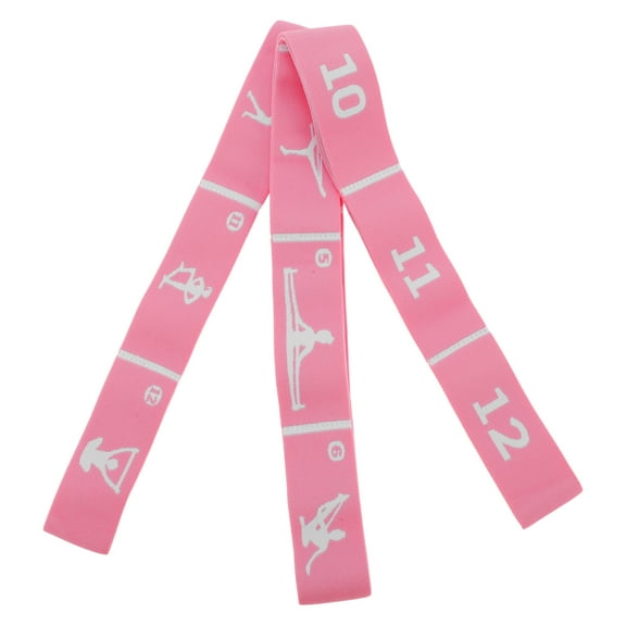 Unique Bargains 1pc Women 12 Grids Yoga Stretch Bands for Gym Stretching Exercise Pink Nylon High Elastic Yarn Latex Yarn