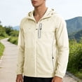 thumbnail image 2 of Men's Summer Jackets Sun Protection Trendy Comfortable Long Sleeve Solid Color Full-Zipper Elastic Cuffs Hoodies Light Shirts With Pockets White 2XL, 2 of 9