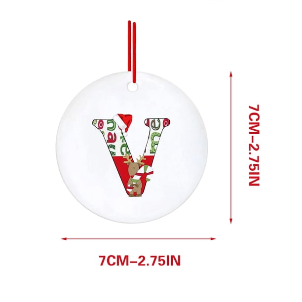 Decoraciones Del Árbol de Navidad con 26 Letras Del Alfabeto, Rojo Acrílico Fawn Colgante Ornamentos para el Hogar, Decoración Personalizada Del Árbol de Navidad para la Temporada de Vacaciones