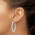 thumbnail image 3 of 925 Sterling Silver Rhodium Plated Women's 3mm Square Tube Hoop Earrings | 34mm, 3 of 4