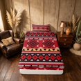 thumbnail image 4 of Manfei Southwestern Aztec Twin Sheets, , Red Black Bedding, Black Reversible 3-Piece1 Flat Sheet + 1 Fitted Sheet + 1 Pillowcase, 4 of 6