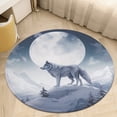 thumbnail image 5 of Wolves in The Moonlight Floral Medallion Round Rug - Small Round Area Rug, Soft Non-Slip Machine Washable Bedroom Mat Indoor Accent Entry Carpet for Office Desk Dorm Hallway, 5 of 7