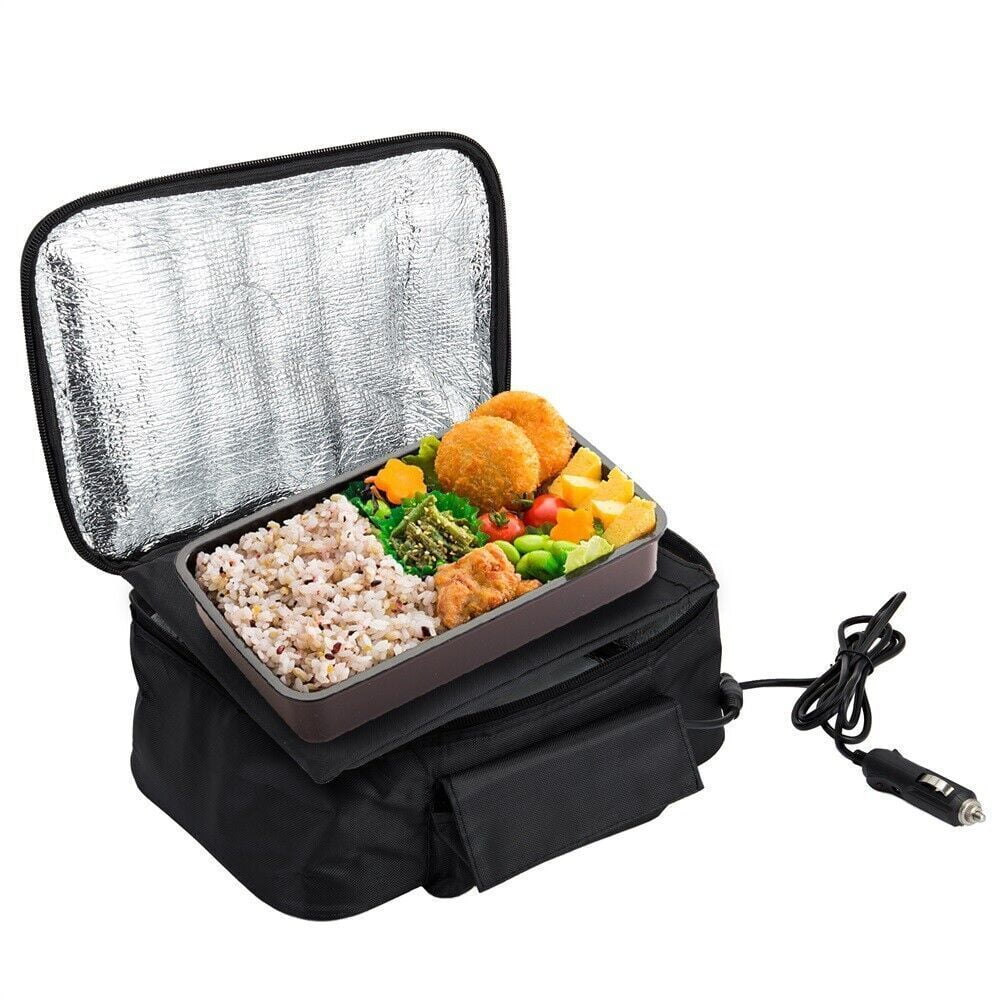 RIQINXIN Portable Oven Car Food Warmer Lunch Box 12v 110v Portable Heated  Lunch Box for Car Trunker Picnic Home and Office Black