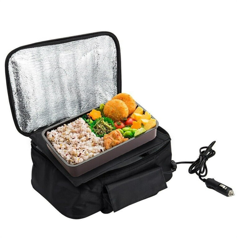 12V Portable Food Warmer with Vehicle Plug Electric Heating Lunch Box Food  Heater for Reheating Meals in Car/Truck,Black 