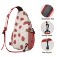 thumbnail image 4 of Red Strawberry Print Small Travel Sling Backpack, Lightweight and Durable Crossbody Bag with Multi-Layer Storage, Ideal for Outdoor Enthusiasts and Fashion-Forward Users, 4 of 6
