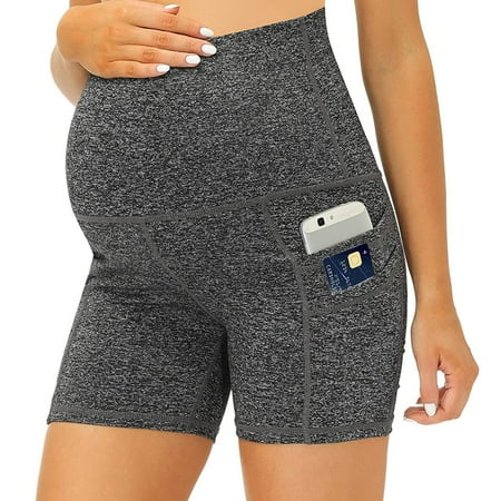 

Wyongtao Cozy Women Shorts Solid Yoga Fitness High Waist Slimming Pocket Maternity Pants