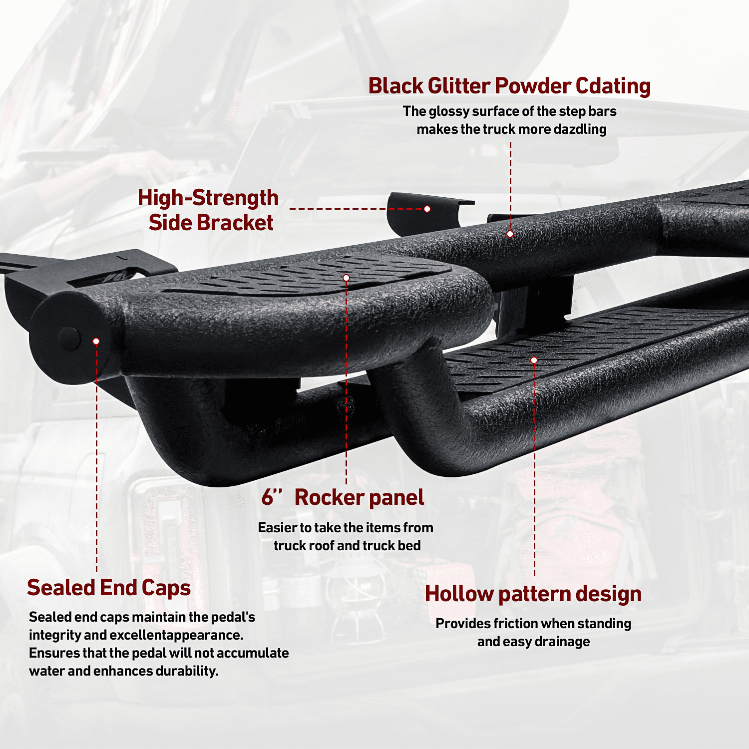 Vijay Running Boards Compatible with 2020-2021-2022-2023-2024-2024-2025-2026 Jeep Gladiator JT Crew Cab 4-Door Bolt-on A Pair Side Steps Rails Steel Nerf Bars
