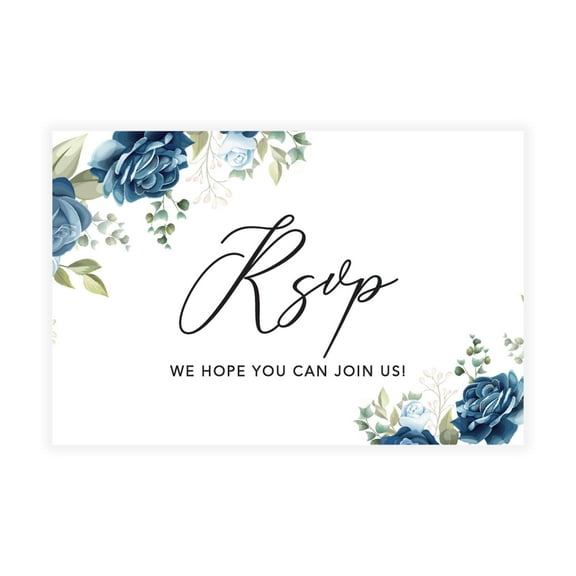 Koyal Wholesale 56-Pk RSVP Postcards for Wedding Dusty Blue Roses Cardstock Response Reply Cards, "4 x 6"