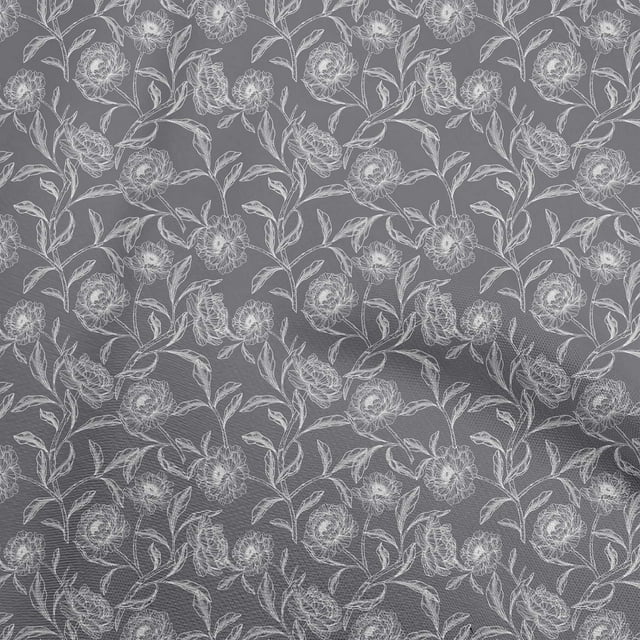 oneOone Georgette Viscose Gray Fabric Floral Sewing Material Print Fabric By The Yard 42 Inch Wide