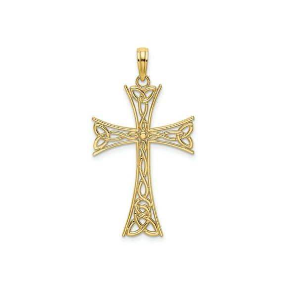 FJC Finejewelers 10 kt Yellow Gold Polished Celtic Knot Cross Charm 34 x 20 mm