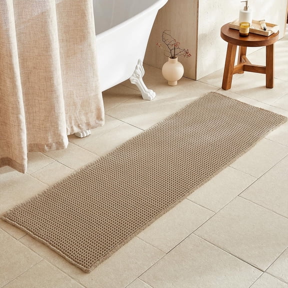 NUBILY Waffle Runner Rug 72"x24" Non-Slip, Super Absorbent, Quick Dry, Machine Washable for Bathroom, Kitchen, Entryway, Khaki