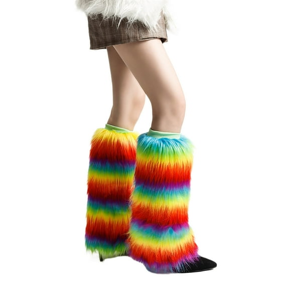 ZPAQI Soft Leg Warmers for Ladies Stylish Winter Rainbow Colorful Boot Covers