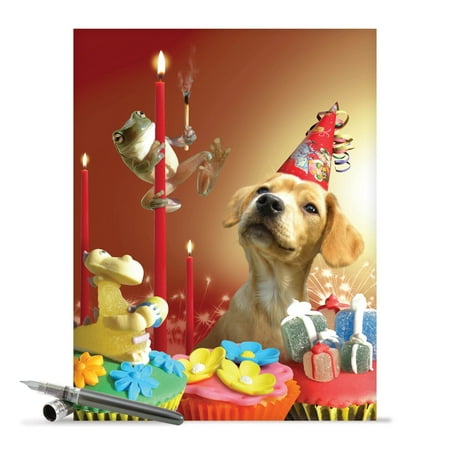J6546EBDG Jumbo Birthday Card: Puppy Love Greeting Card With Matching Envelope (Best Gift For Fiance On His Birthday)