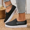 thumbnail image 2 of dmqupv Closed Toe Shoes for Women Casual Flat Bottom Sequins Simple Solid Colour Large Size Women's Casual Shoes Wide Width Shoes Black 8.5, 2 of 5