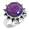 thumbnail image 1 of 925 Sterling Silver Ring For Women - Girls Copper Purple Turquoise Gemstone Silver Ring Size 6 Handmade Silver Ring Size 6 Valentine's Day Gift For Ladies Gemstone 925 Silver Jewelry, 1 of 6