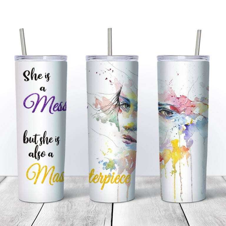 20oz Glossy Skinny Sublimation Tumbler with Handle