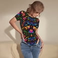 thumbnail image 5 of Balery Mexican Flower Traditional1 Women's Short Sleevee Crew Neck Bodysuit Tops Short Sleeve Tops Basic-Small, 5 of 9