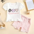 thumbnail image 4 of Gubotare Girls Summer Outfits Sets Cute Summer Toddler Girls Outfits Set Kids Baby Spring Lette Print Short Sleeve Tshirt Shorts Outfits Clothes (Pink,Size 12-18 Months), 4 of 9