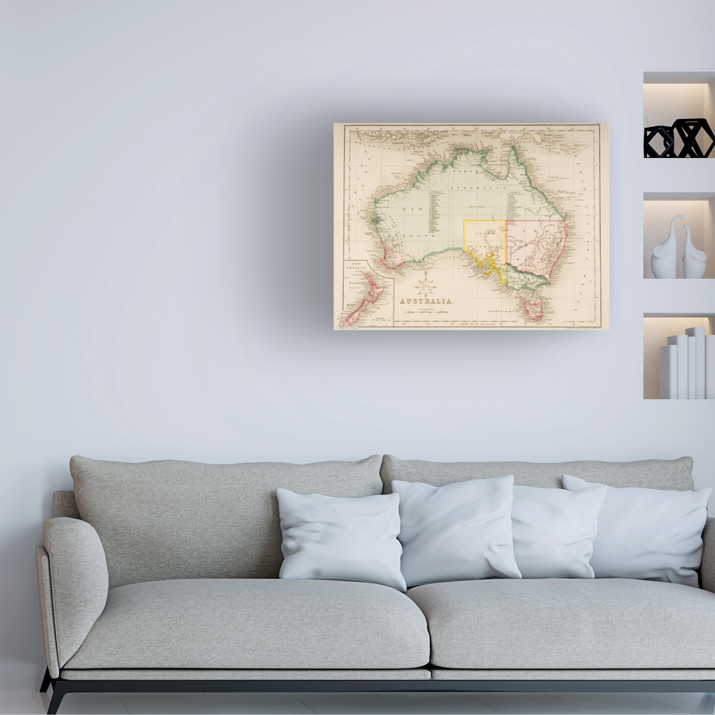 Trademark Art 'Map of Australia and New Zealand' Canvas Art by J. Archer