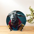 thumbnail image 6 of Picia Surrealist Goat Pattern Bone China Decorative Plate – Wall Decor with Stand and Adhesive, Elegant Ornament for Living Room, Office, or Entryway-10in, 6 of 6