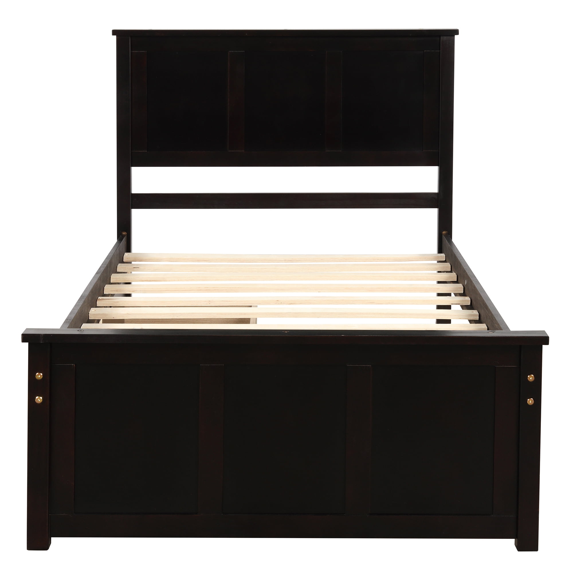 Euroco Wood Twin Size Platform Bed with Drawers for Kids Teens, Espresso