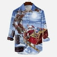 thumbnail image 2 of IROINNID Christmas Long Sleeve Shirt for Men Funny Santa Print Button Up Shirt Gift Xmas Vacation Shirt,Blue, 2 of 5