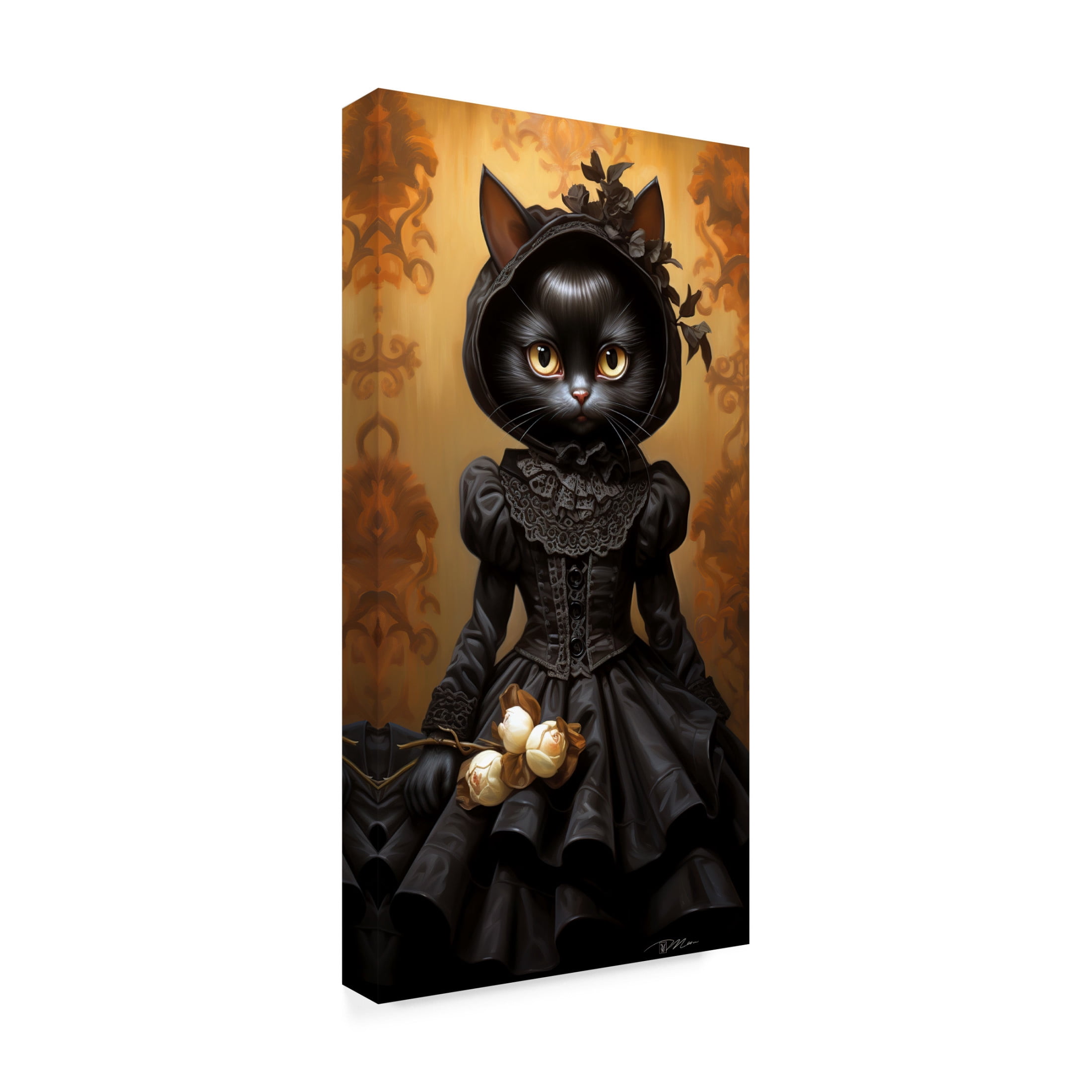Canvas Wall Art - Momart 'Hallowen Cat Girl (1)' Wall Art for Living Room, Bedroom, or Office Décor by Trademark Fine Art - 16 x 32 Inches