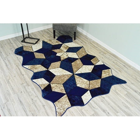 - TWIST Free Shape 3D Hand Carved Modern Contemporary 5x8 Rug 4708 Navy Blue
