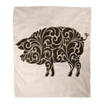 thumbnail image 1 of KDAGR Throw Blanket Warm Cozy Print Flannel Hog Ornamental Pig Silhouette Tribal Farm Curl Meat Mascot Vintage Wild Comfortable Soft for Bed Sofa and Couch 50x60 Inches, 1 of 1