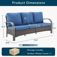 thumbnail image 7 of Unnifurnzi Wicker Outdoor Couch-High Back Patio Couch with 4" Thick Cushions Outdoor Sofa for Deck Porch Lawn Garden Backyard-Brown/Blue, 7 of 7