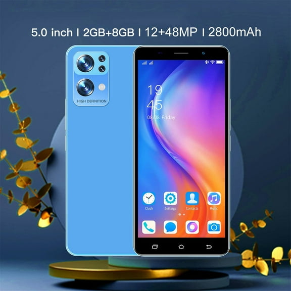 EcoNest Android8.0 2GB 16GB Unlocked Cell Phone Dual Sim 5in 2800mAh Unlocked Phone Face ID Fingerprint GSM 4G Smartphones