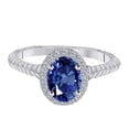 thumbnail image 2 of Mauli Jewels Rings for Women 1 Carat Diamond And Oval Shape Sapphire Ring 4-prong 10K White Gold, 2 of 6