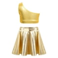 thumbnail image 2 of iefiel Filles Enfants Ensemble 2 Pcs Uniforme de Cheerleading Haut Court avec Jupe Plissée Costume de Scène Performance Or 6, 2 of 7