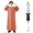 Orange, variant on Teen Boys' Arabic Thobe Muslim Long-Sleeve Embroidered Kaftan Robe Set