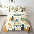 thumbnail image 2 of Manfei Travel Trailer Bed in a Bag Queen Size,Camp Theme Bed Set,Graffiti Botanical Tree Bedding Queen Size,Microfiber Room Decoration Reversible,7 Pieces, 2 of 7