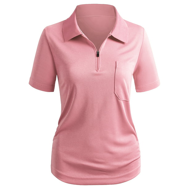 CLOVERY Half Zip-Up Short Polo Shirts with Chest Pocket (S-3XL) - Walmart.com