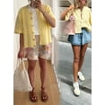 thumbnail image 2 of FOCUSNORM Women Autumn Knit Cardigan Half Sleeve Round Neck Solid Color Button Up Knitwear, 2 of 8